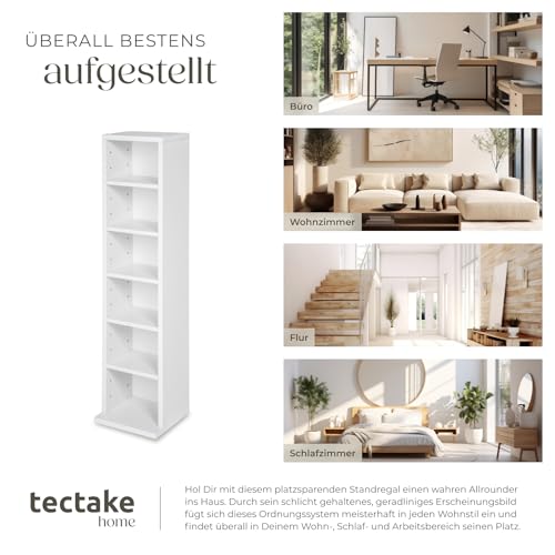 CD-Regal Tectake Wandregal mit 6 Fächern in Holzoptik, höhenverstellbar