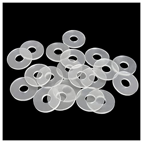 ITROLLE Lot de 20 joints de rondelle plate en vinyle transparent, vis en plastique de rechange pour poignées de porte de douche en verre, barres de serviettes, ensemble de capuchons, blanc
