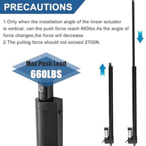 Jqdml HY-02-3000N-B 36 Inch 36 Inch Long Stroke Linear Actuator Kit 12V Ip65 Waterproof Heavy Duty 660Lbs/3000N Speed 0.2"/Sec Electric Actuator thumb #3