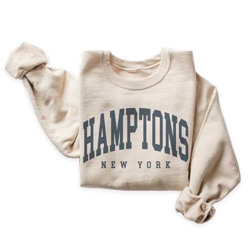The Hamptons Sweatshirt, Long Island New York Pullover, Faded Vintage Aesthetic Varsity, Trendy Travel Destination Gift For Him or Her, Unisex Crewneck Sweatshirt4