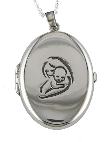 Alylosilver Pendentif Porte Photo Collier Médaillon de Une Mère avec Son Bébé en Argent pour Femme - Comprend Une Chaîne en Argent de 45 cm et Un Coffret Cadeau Cover