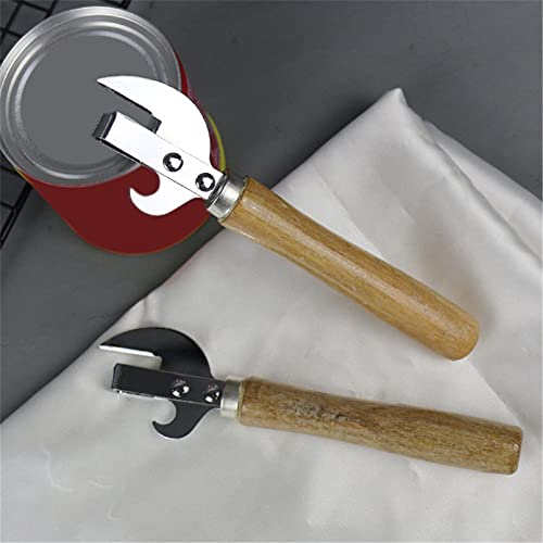 Qxpdd Manual Can Opener With Wooden Handle Stainless Steel Convenient And Durable Manual Opener For Beer Bottle Household Kitchen Gadget Silver #TOP4