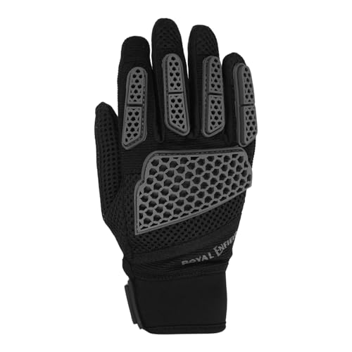 Image of Royal Enfield Street Ace Riding Gloves | Air Mesh- Optimum Ventilation | Microsuede Patch for Grip | Poly Stretch Fabric | Protection- TPR Knuckle Protectors | Dark Black S