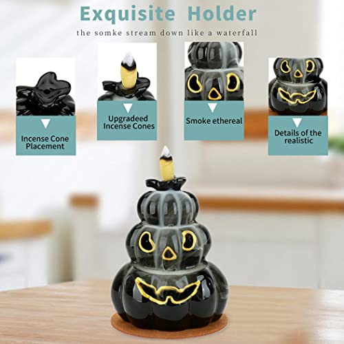 Xudrez Incense Waterfall Burner, Backflow Incense Holder Halloween Pumpkins Incense Burner With 20 Backflow Incense, Aromatherapy Ornament Home Decor For Spa Office Bedroom Yoga (947019 Black) #TOP3