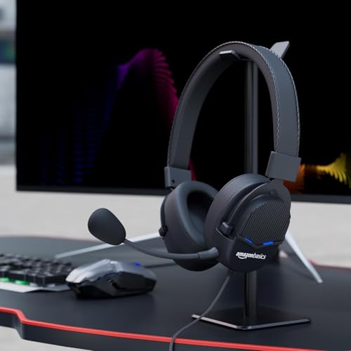 amazon basics USB Gaming Wired On-Ear Headphones with Detachable Mic (Black) - Image 3