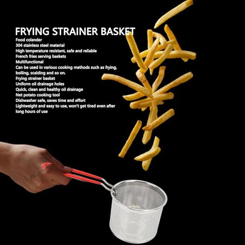 Porta papas fritas de acero inoxidable, cesta resistente a altas temperaturas para freidoras, cestas con mango para cocina (12 cm / 4,72 pulgadas) miniatura 5