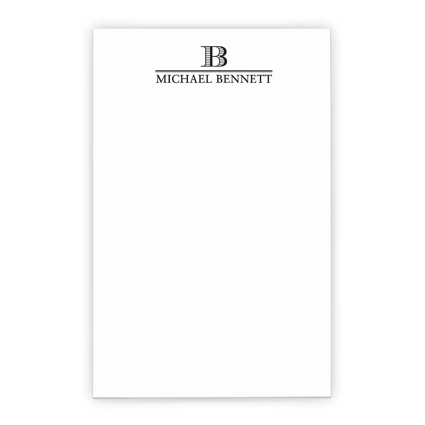 Single Monogram Notepad with Name, Monogrammed Personalized Notepad for Women, Your Choice of Ink Color and Envelope Color, Size 5.5in x 8.5in, 50