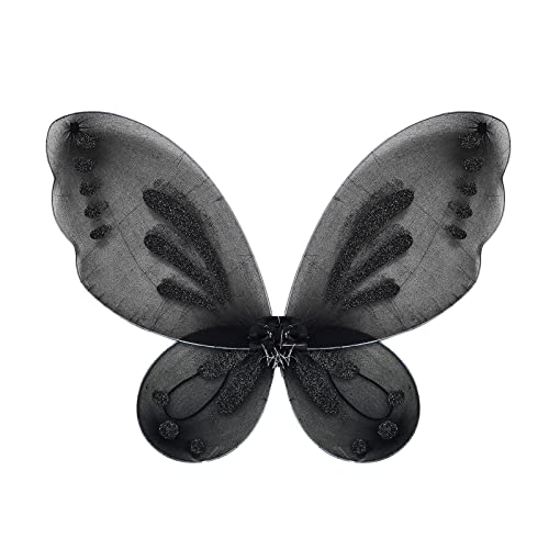 Fee Flügel für Kinder und Erwachsene Schmetterling/Elf/Engel Flügel für Halloween Karneval Fancy Party Cosplay Kostüme Performance Requisiten Feeflügel,Schwarz Cover