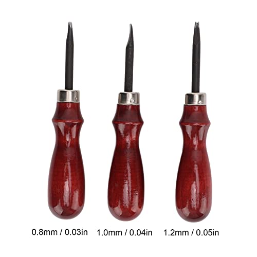 Vomeko Ferramentas de couro, 3 peças, chanfradura de couro leve com cabo de sândalo para bricolagem,