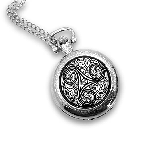 Montre à gousset, sautoir illustré, parure « la Bretagne », triskell, bigoudène, noir, blanc...