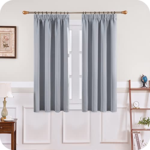 MRTREES Light Grey Blackout Curtains for Bedroom 2 Panels Thermal Pencil Pleat Curtains, 46x54 Inch 117x137 CM, Light Grey