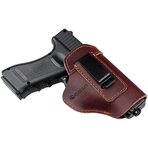 Rukulin Pure Cowhide IWB Leather Holster, Gun Holster for Glock 17 19 22 23 26 / P226 P229 SP2022 /XD XDS XDM/S&W M&P Shield 9MM and All Similar Handguns