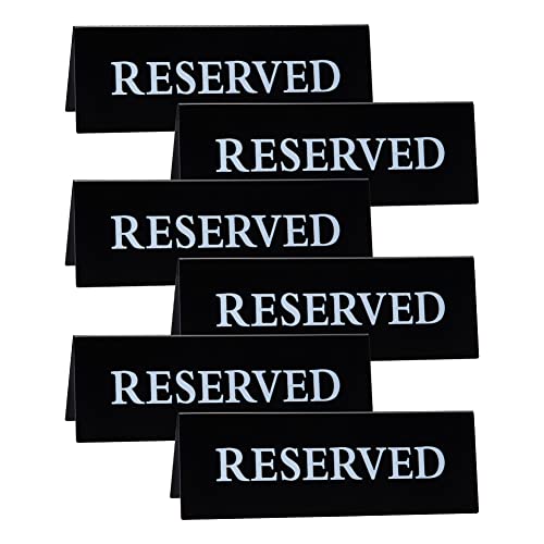 SaiDeng Lot de 6 panneaux de table réservés en acrylique - 20 x 7 cm - Imperméables - Avec triangle en V inversé - Pour mariage, anniversaire, restaurant, affaires, bureau, réunion, noir Cover