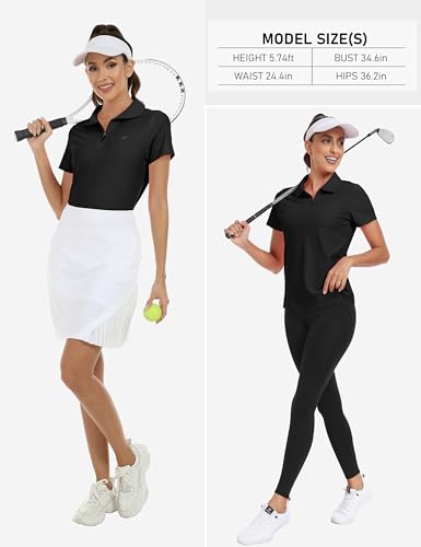 Mofiz Women'S Zip Up Golf Tennis Shirt Short Sleeve Sport Polo Shirt Collared Solid Upf50+ Active T-Shirt Cooling Athletic Tops Black M thumb #5