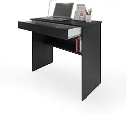 Escrivaninha/Mesa de Computador com 1 Gaveta e Prateleira Organizadora para Quarto ou Escritório de Estudo (Preto)