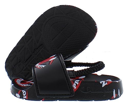 Champion Ipo Smile Slide Infant/Toddler Shoes Size 10, Color: Black/Red-Black