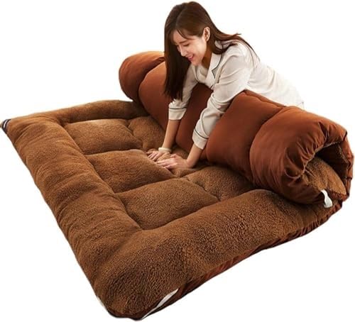 Japanische Faltbare Tatami-Rollmatte For Zuhause,Camping,Couch,Braun, Doppel-/Einzel-/Queen-Size-Größe – Beidseitig Verwendbare Bodenschlafmatte, Tatami-Schlafbett For Bequemes Schlafen Und Entspannen
