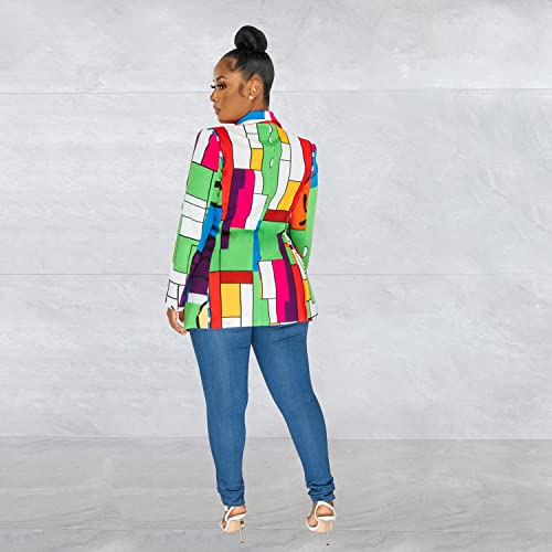 BFFBABY Women's Graphic Print Blazer Button Open Front Lapel Collar Long Sleeve Casual Jacket Multicolored3