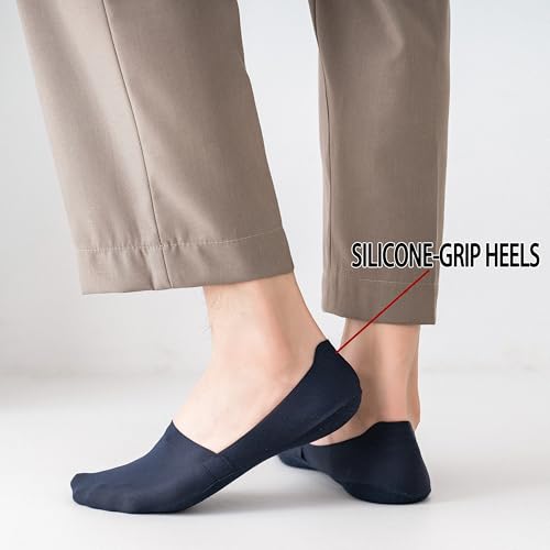 No Show Socks for Men Loafer Sneakers Low Cut Cotton Socks With Non Slip Grips 6 Pairs for US Size 5-10(Assorted B)2