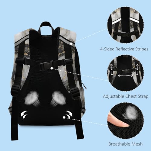 Toddler Backpack for Boys Girls, Marble Black Kids School Bag Small Travel Bookbag4