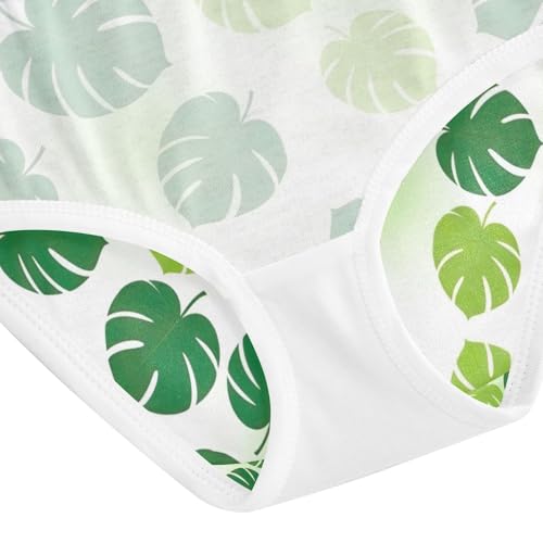 Underwear for Girls, Green Monstera Leaves Toddler Girl Panties, Cotton Underwear for Girls, 2T–8 Years4