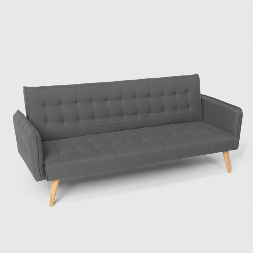 Produce Shop Divano Letto clic clac 3 posti in Tessuto reclinabile Design Nordico Malibu - Grigio Scuro