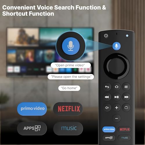 Image of Remote Control Compatible with 3rd Generation Fire TV Stick Replacement Remote with Bluetooth Connectivity and Voice Control (Black) - Pairing Must !