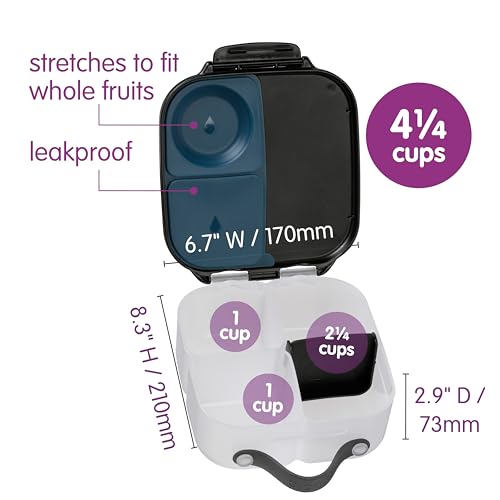 Image of b.box Mini Lunch Box, Snack Containers for Kids, Lunch Box Kids, 4.25 Cup | Bento Box for Kids, Sanck Box, Lunch Containers, Leak Proof, Dishwasher Safe, BPA Free, PFAS Free, Ages 3+ - Night Vision