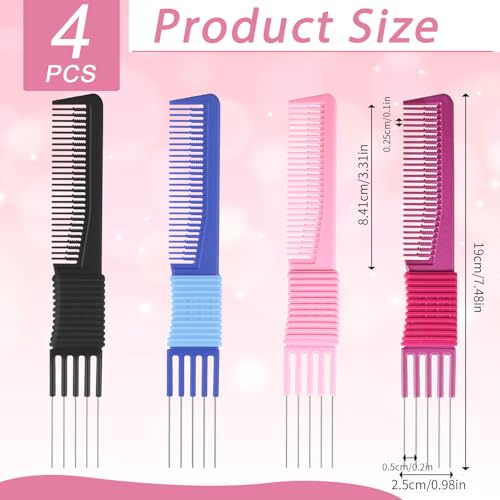 Peines Hair Comb 4 Pack con Púas de Metal para Salón miniatura 5