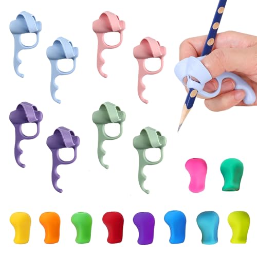 WORUIB 18 Pcs Pencil Grips, Ergonomic Pen Grips for Children & Adults, Silicone Writing Aid Tool