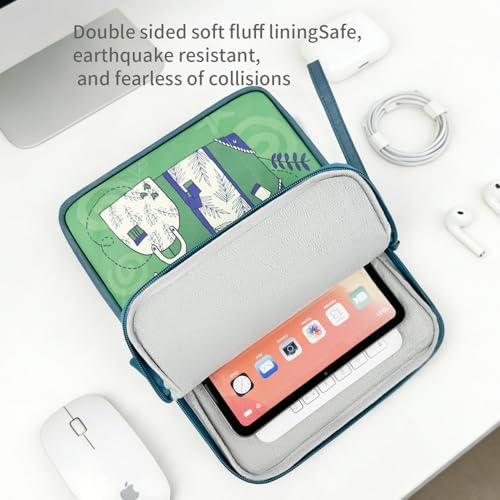 Image of MOCA Universal 7-8 Inch Tablet Sleeve Case, Polyester Protective Cover with Zipper and Wrist Strap, Compatible with Kindle, iPad mini, Samsung, Lenovo Tablets (Travel Icon, 7-8 inch)