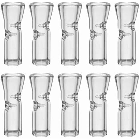 Reusable Glass Filter Tips for Cigarettes, Glass Rolling Tip Ø9mm Outer Diameter 35mm Length Flat Mouthpieces, 10 pcs Transparent Color Easy to Clean 9 x 35mm Cover
