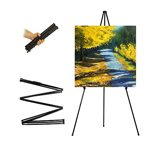 63'' Tall Display Easel, Folding Instant Poster Easel, Black Steel Metal Telescoping Art
