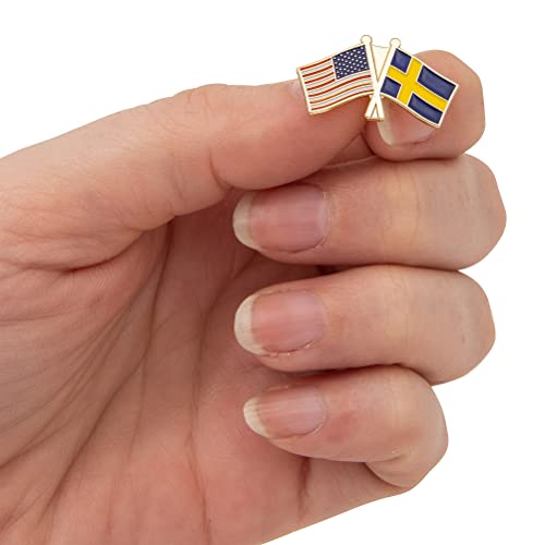 Image of Desert Cactus Sweden Flag Lapel Pin SWE Sweden Made of Metal for Formal Wear, Bag and Hat Jewelry, and Tie Tack (Double Pin)