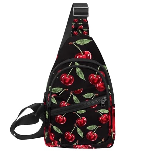 Sac à dos à bandoulière pour voyage et randonnée motif cerise
