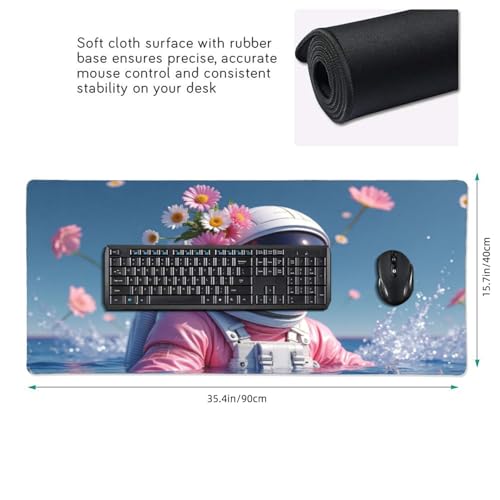 Tapis de souris de jeu imprimé fleurs roses avec bords cousus