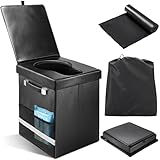 2025 Upgraded XL Portable Toilet for Adults, Large Camping Toilet with Lid and Carry Bag, Tall portable potty for Camping, Hiking, Beach, Car Travel, Truck, RV, Road Trips