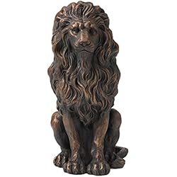 glitzhome Magnesium Oxide, Fibre Glass GH20387 Guardian Standing Lion Outdoor Statue, Bronze