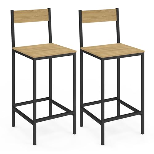 IDMarket - Lot de 2 tabourets de Bar Detroit avec Dossier Chaise de Cuisine Design Industriel