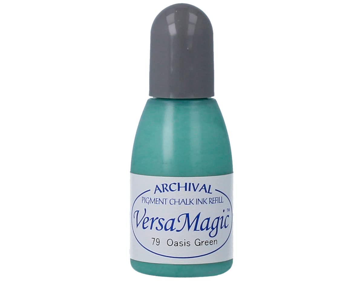 Tsukineko VersaMagic Inker Stamp Pad Ink, 15 ml, Green, Oasis Green, Accessories Reinker for VersaMagic Ink Pads