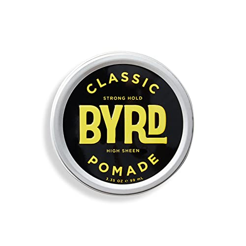 Byrd Classic Pomade - Strong Hold, Polished Finish, For All Hair Types, Mineral Oil-Free, Paraben-Free, Phthalate-Free, Sulfate-Free, Cruelty-Free, Wax Based, 3.35 Ounce (3.35Oz, Clear) #TOP9