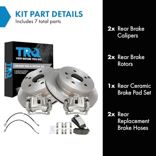 Image of TRQ Rear Brake Pad & Rotor Kit Ceramic Compatible with 2010-2012 Chevrolet Equinox 2010-2011 GMC Terrain