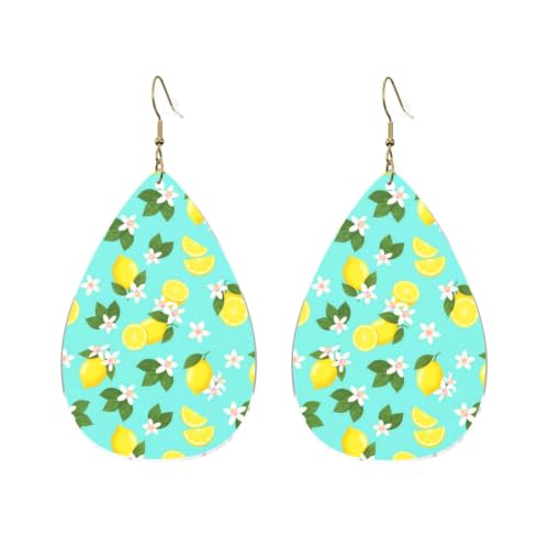 MZERSE Boho Teardrop Dangle Earrings for Women Mint Lemon Floral