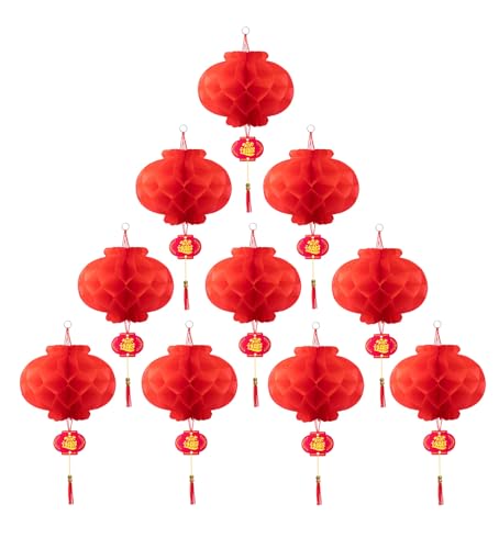 Image of 10 Inch Red Paper Lanterns Chinese Lanterns Festival Decorations for Home, Wedding and Restaurant(Set of 10)