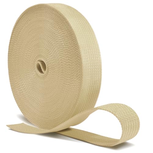 Image of CooBigo 12 Yards Webbing 1 inch & 1.5 inch & 2 inch Polypropylene Webbing Strap 1 Inch 1.5 Inch 2 Inch Wide Webbing Strapping for Bags /Lawn Chair /Pool Solar Cover DIY Crafting