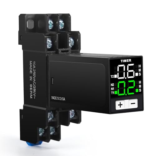 SiRyder Temporizzatore 220V,0.1S-99H Relè Digitale Controllo Del Tempo di Ciclo con Base AC220V,2 Normalmente Aperti 2 Normalmente Chiusi,Controllo Del Timer Dell'illuminazione
