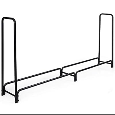 GOFLAME 8ft Firewood Log Rack, Heavy Duty Wood Storage Holder Stacker for Outdoor Fireplace, Fire Pit, Easy Assembly