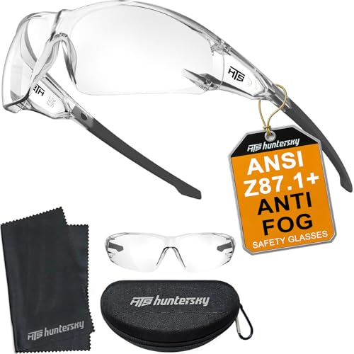 Image of HTS HUNTERSKY ANSI Z87.1 Anti-Fog Clear Safety Glasses Pickleball Youth Baseball Lab Chemistry Goggles Scratch Resistant