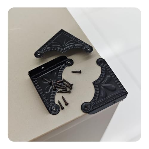 Image of 12Pcs Decorative Metal Box Corner Guard Protectors, 1.5 inch x 1.5 inch Antique Black Edge Covers for Furniture, Jewelry Boxes, Cabinets