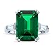 BERRICLE Sterling Silver Solitaire Simulated Emerald Emerald Cut Cubic Zirconia CZ Statement Cocktail Fashion Ring for Women, Rhodium Plated 8.5 Carat